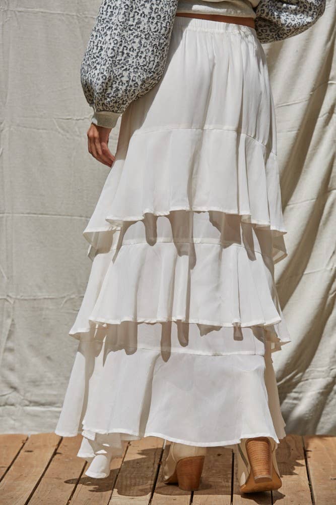 Chiffon Tiered Midi Skirt