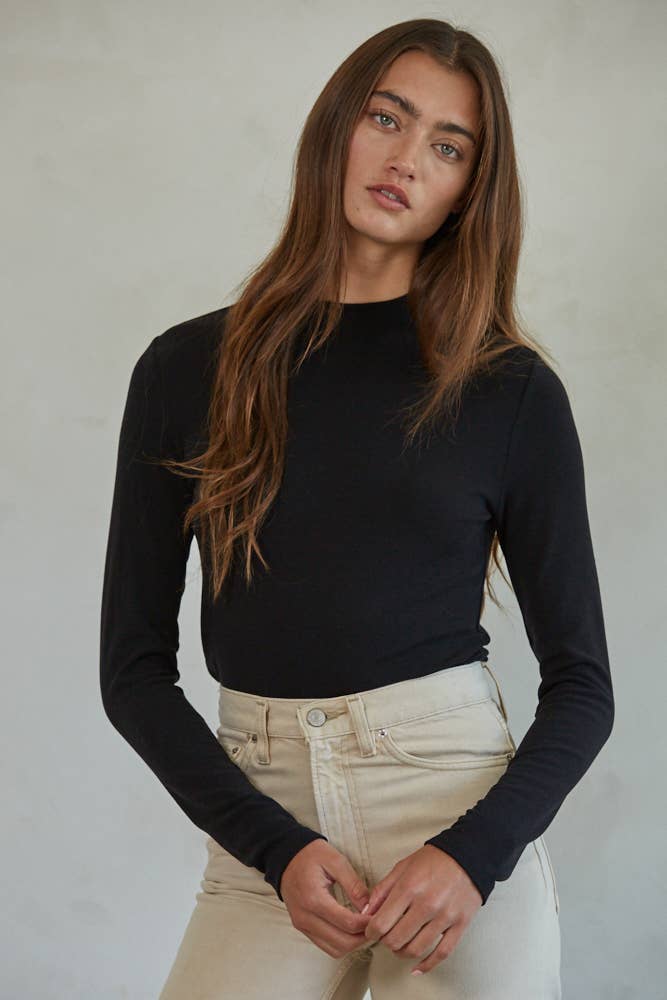 Mock Neck Long Sleeve Pullover Top
