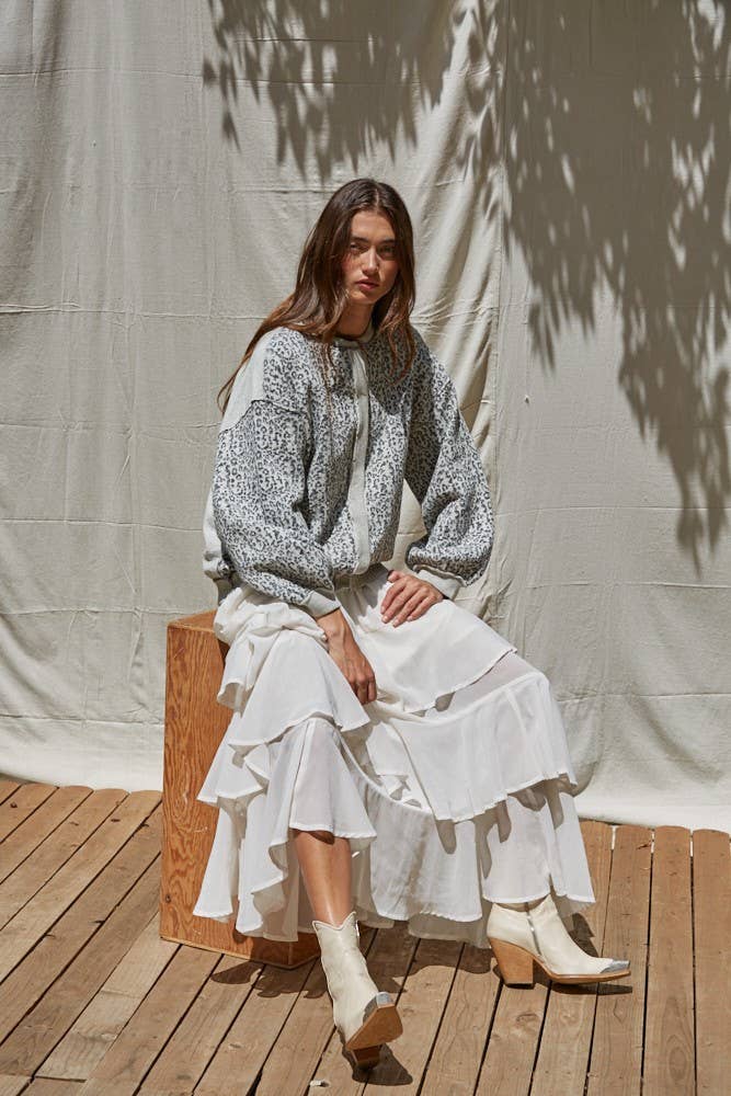 Chiffon Tiered Midi Skirt