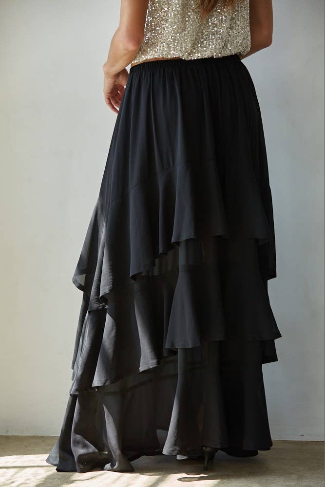 Chiffon Tiered Midi Skirt