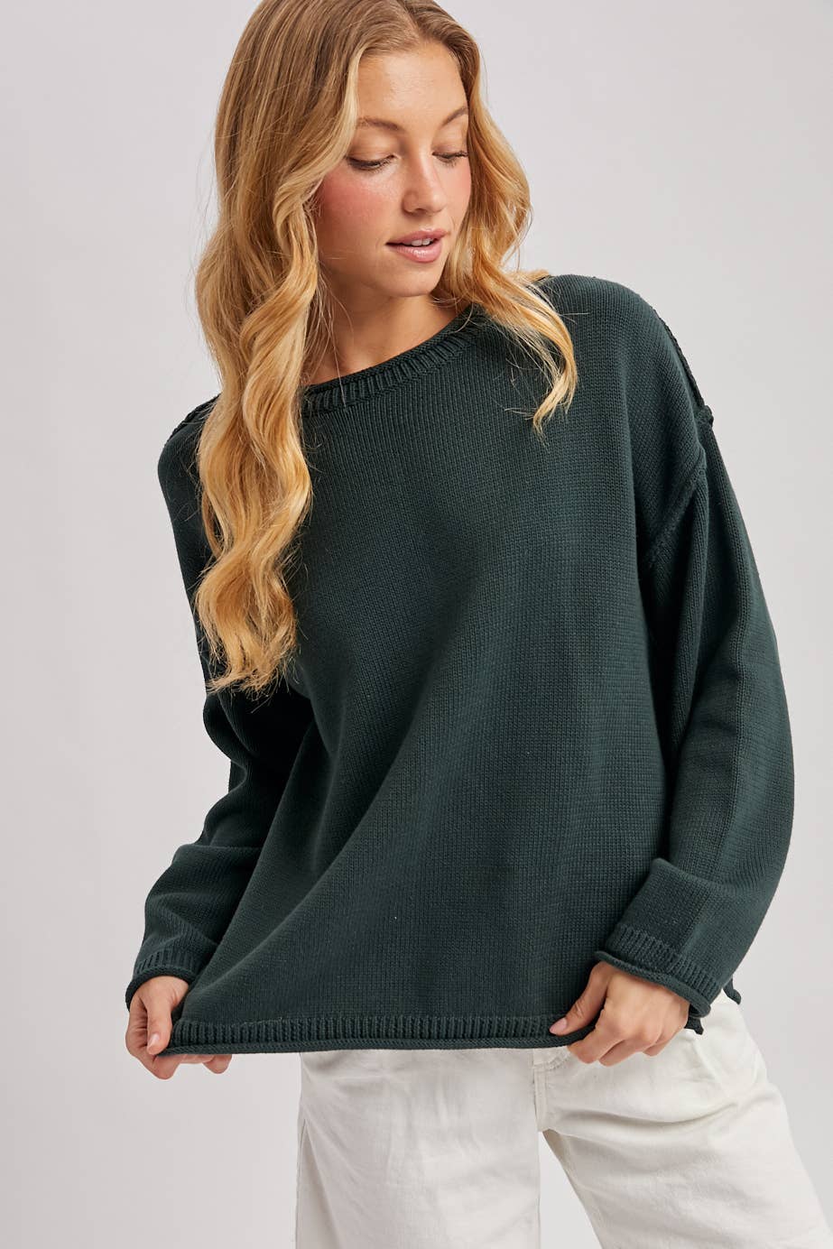 OVERSIZED SIDE SLIT KNIT SWEATER PULLOVER