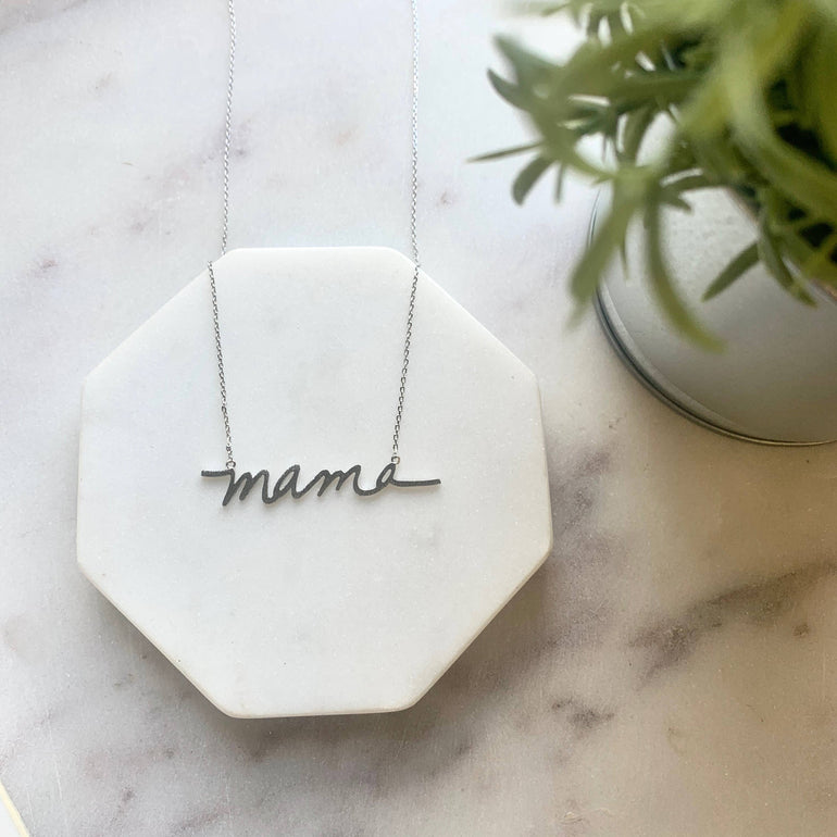 Best gift for new moms! This gorgeous new necklace is the best gift you could give to that favorite mama of yours. Comes in gold or silver. Necklace is 15 inches with. 3 inch extender.